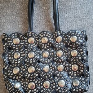 Vintage Black Studded Tote Bag